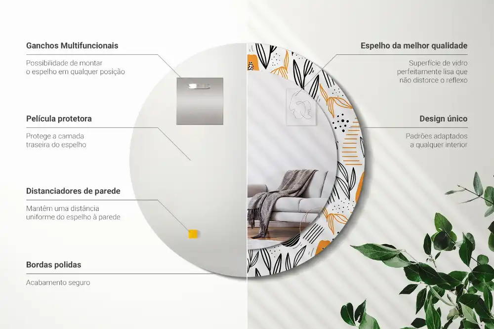 Okrúhle dekoračné zrkadlo na stenu Papája