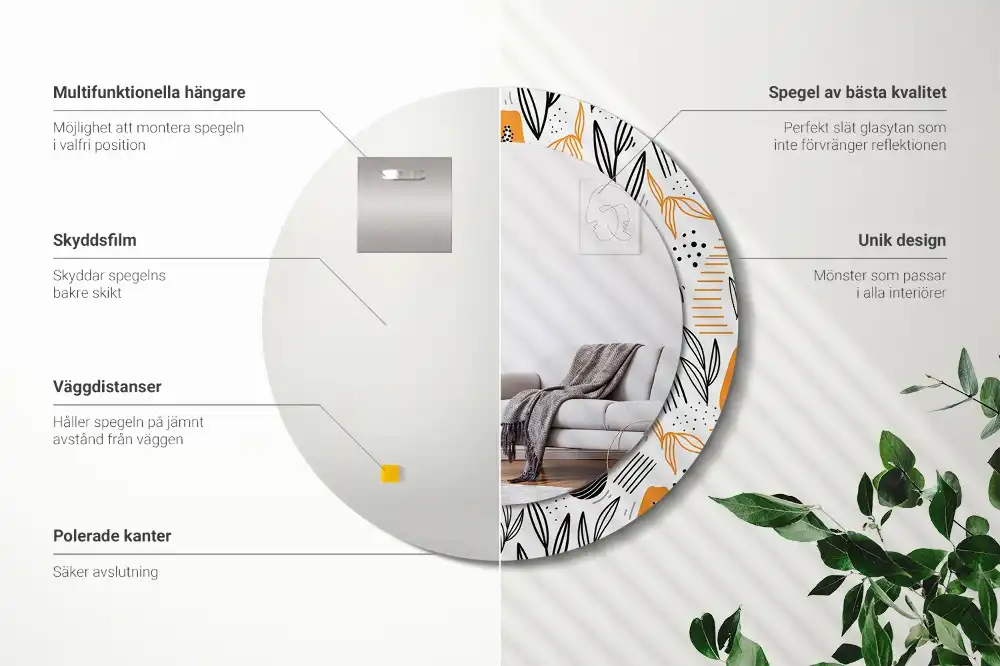 Okrúhle dekoračné zrkadlo na stenu Papája