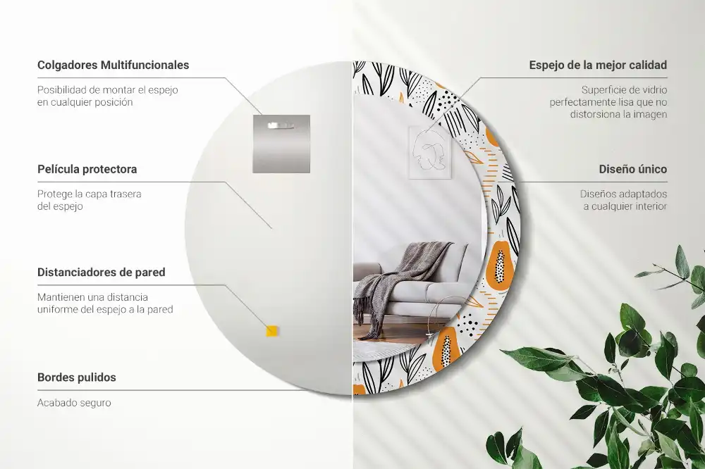 Okrúhle dekoračné zrkadlo na stenu Papája