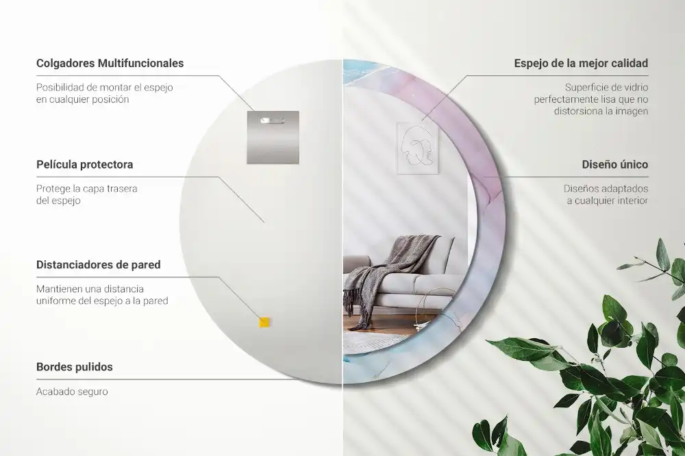 Okrúhle zrkadlo rám s potlačou Mramorový štýl