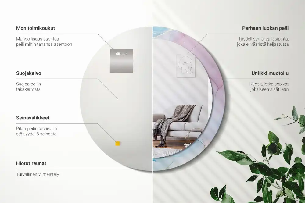 Okrúhle zrkadlo rám s potlačou Mramorový štýl