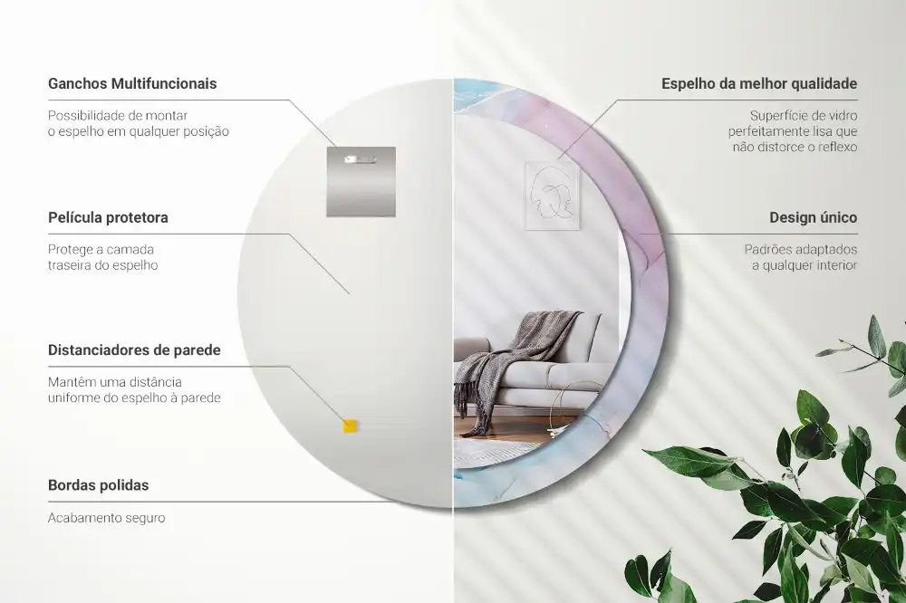 Okrúhle zrkadlo rám s potlačou Mramorový štýl