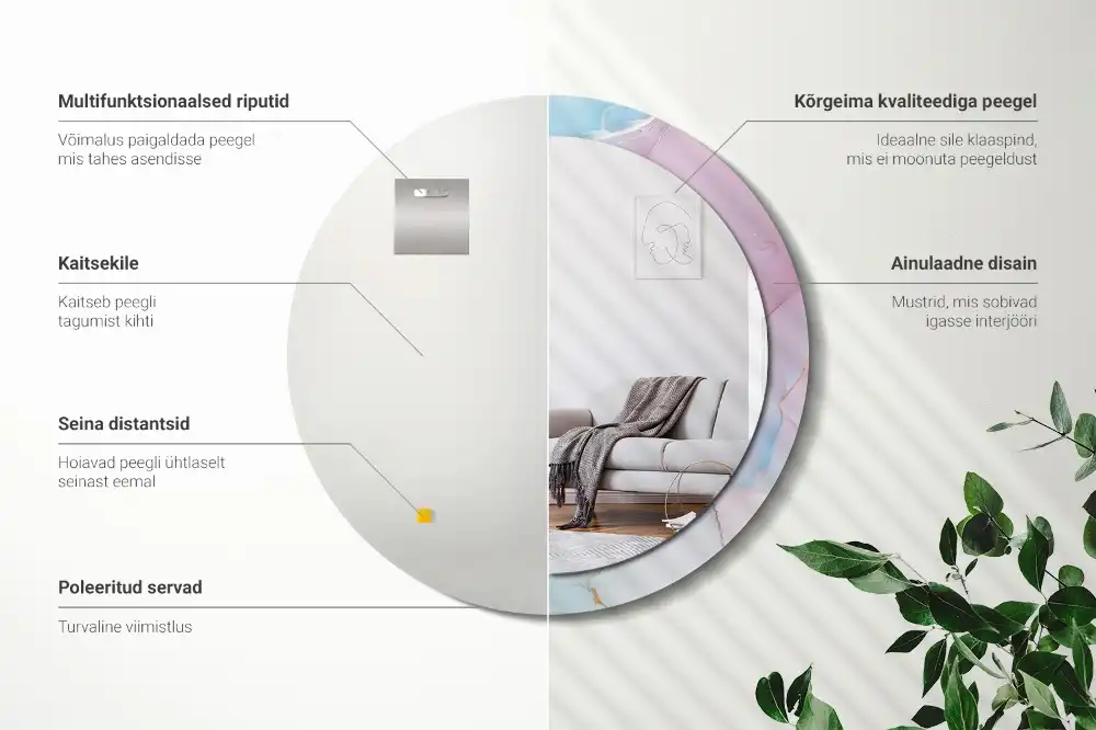 Okrúhle zrkadlo rám s potlačou Mramorový štýl