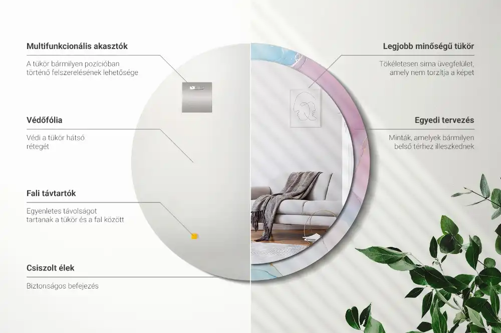 Okrúhle zrkadlo rám s potlačou Mramorový štýl