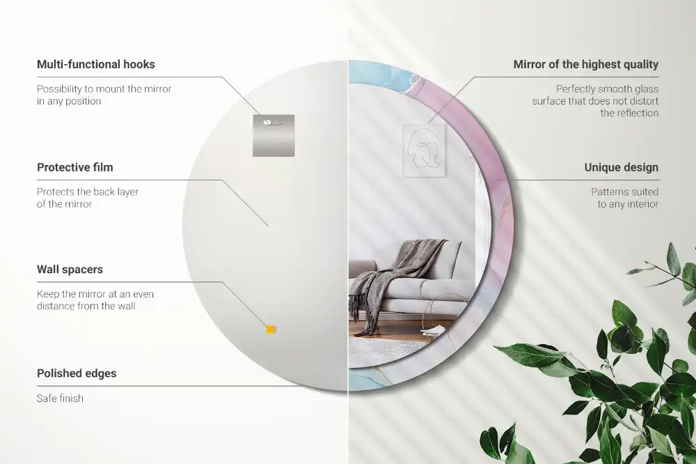 Okrúhle zrkadlo rám s potlačou Mramorový štýl