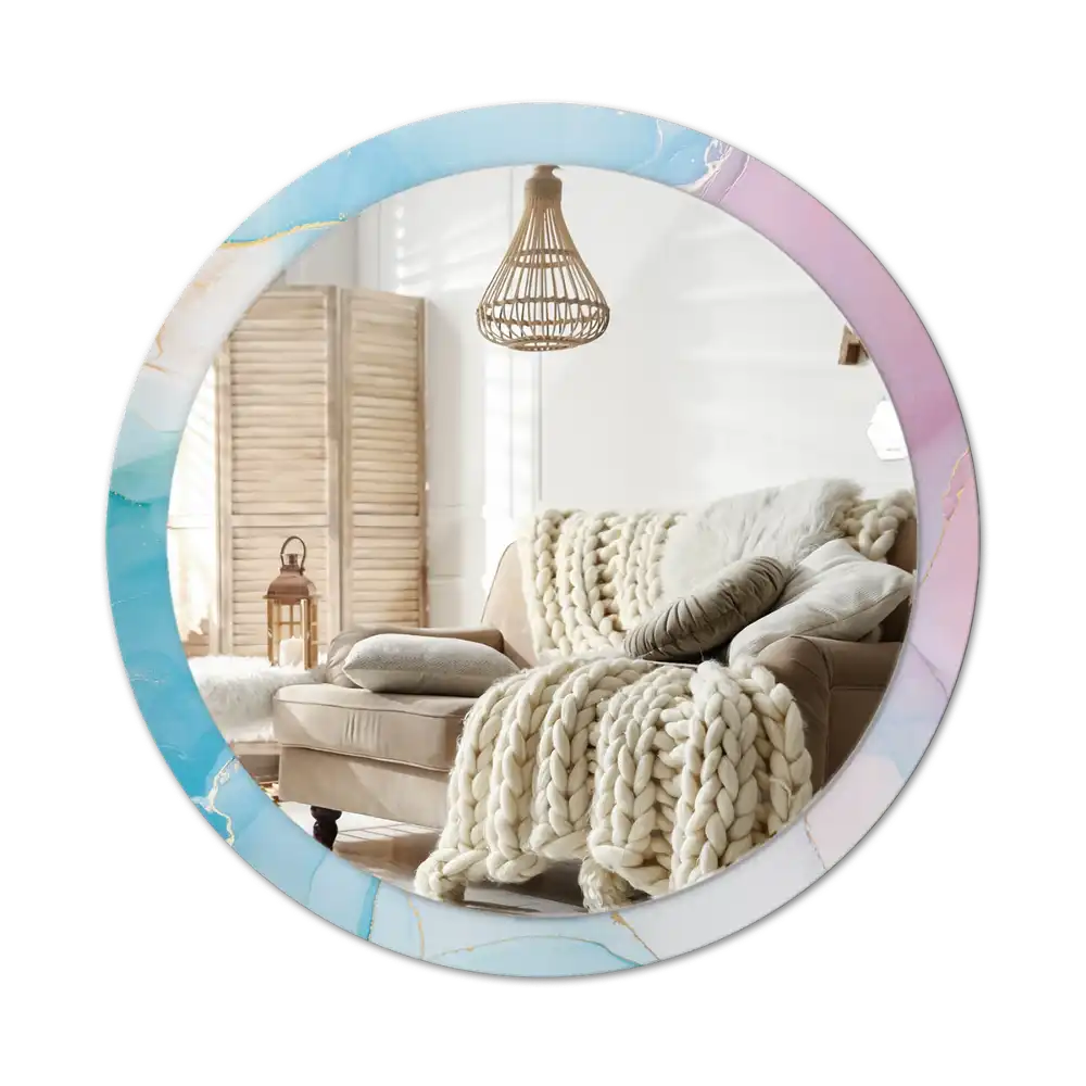 Okrúhle zrkadlo rám s potlačou Mramorový štýl