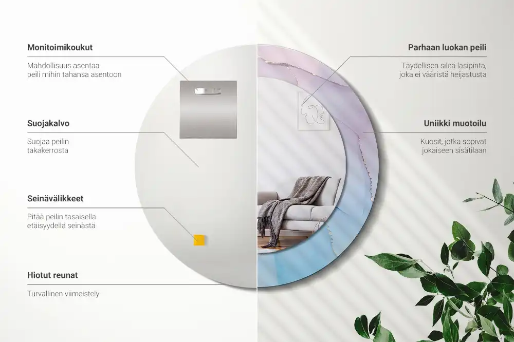 Okrúhle zrkadlo rám s potlačou Mramorový štýl