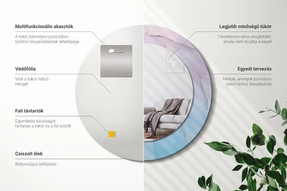 Okrúhle zrkadlo rám s potlačou Mramorový štýl