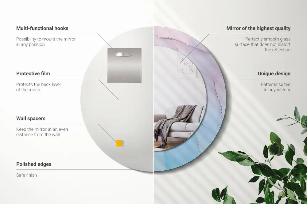 Okrúhle zrkadlo rám s potlačou Mramorový štýl