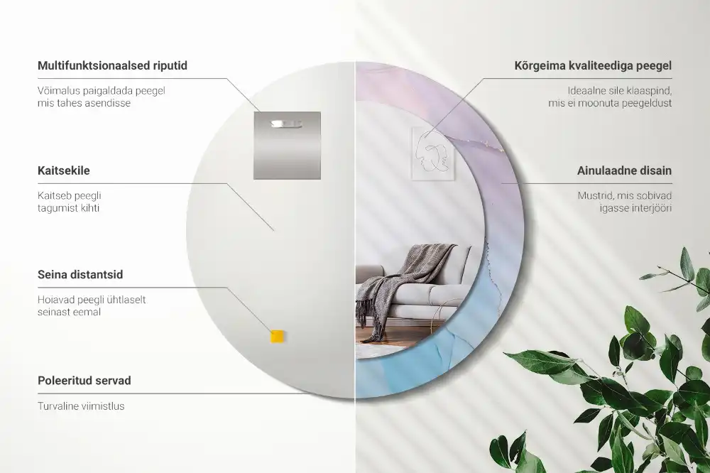 Okrúhle zrkadlo rám s potlačou Mramorový štýl