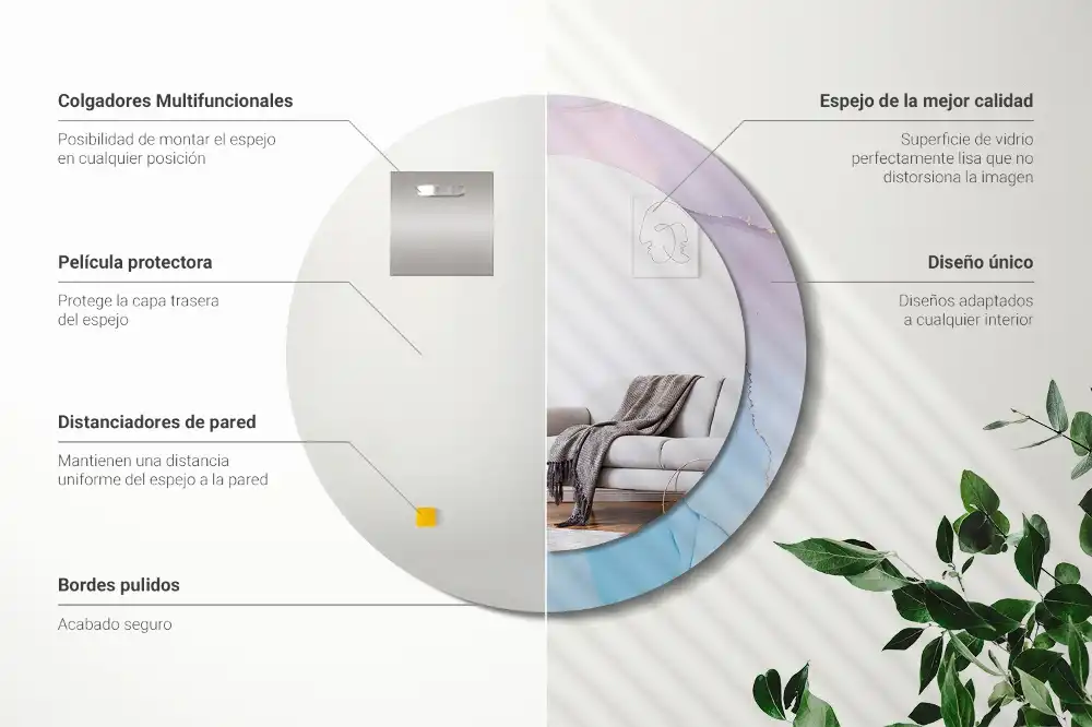 Okrúhle zrkadlo rám s potlačou Mramorový štýl