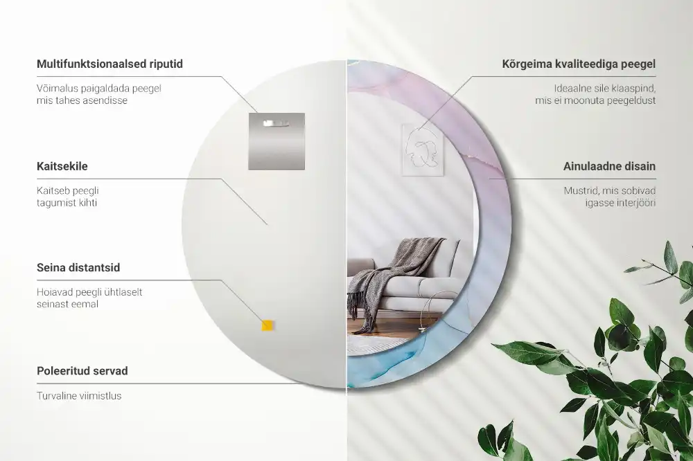 Okrúhle zrkadlo rám s potlačou Mramorový štýl