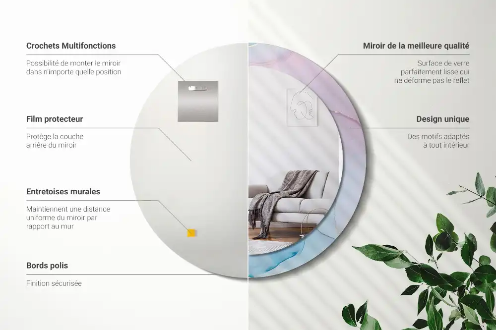 Okrúhle zrkadlo rám s potlačou Mramorový štýl