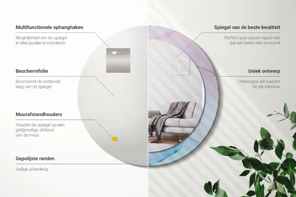 Okrúhle zrkadlo rám s potlačou Mramorový štýl