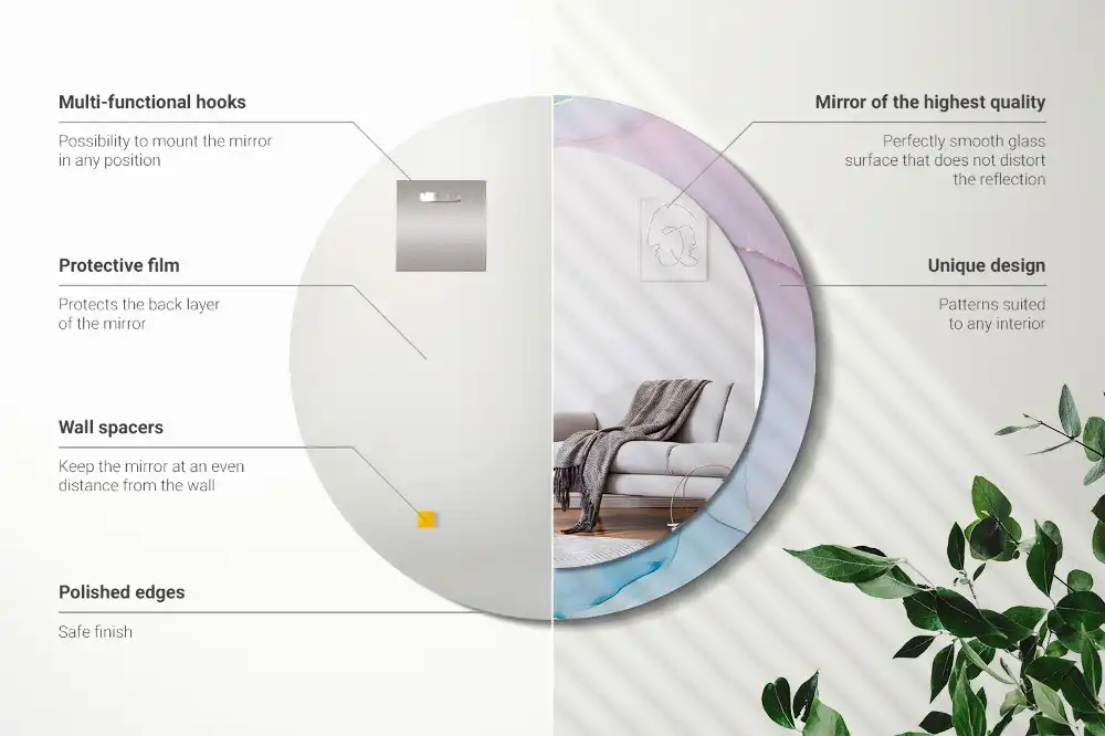 Okrúhle zrkadlo rám s potlačou Mramorový štýl