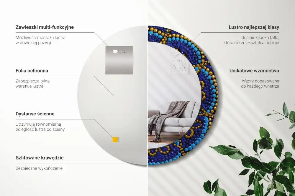 Okrúhle zrkadlo s potlačeným rámom Karnevalový vzor