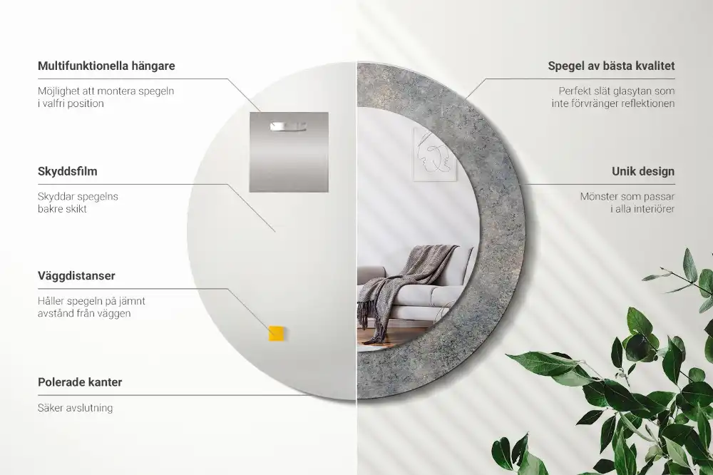 Okrúhle dekoračné zrkadlo na stenu Starožitný betón