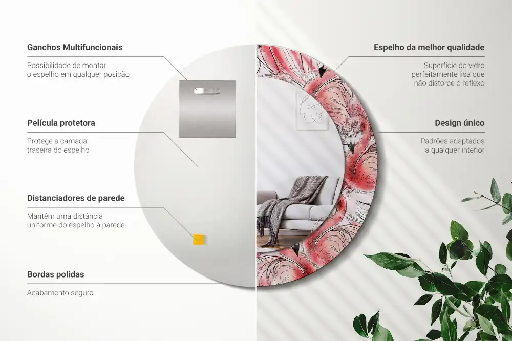 Okrúhle dekoračné zrkadlo na stenu Plameniaky