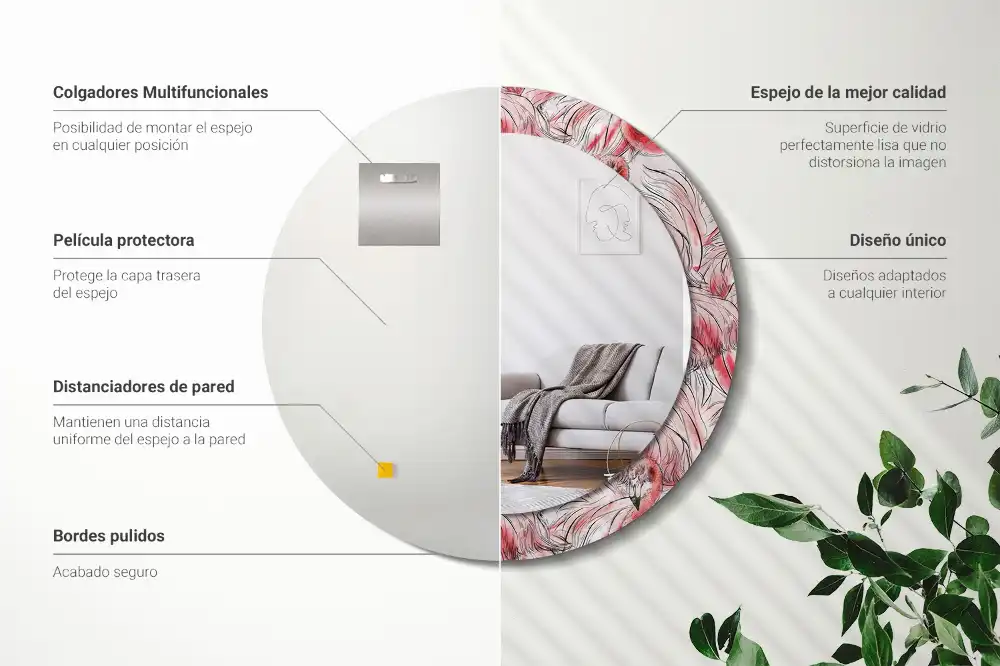 Okrúhle dekoračné zrkadlo na stenu Plameniaky