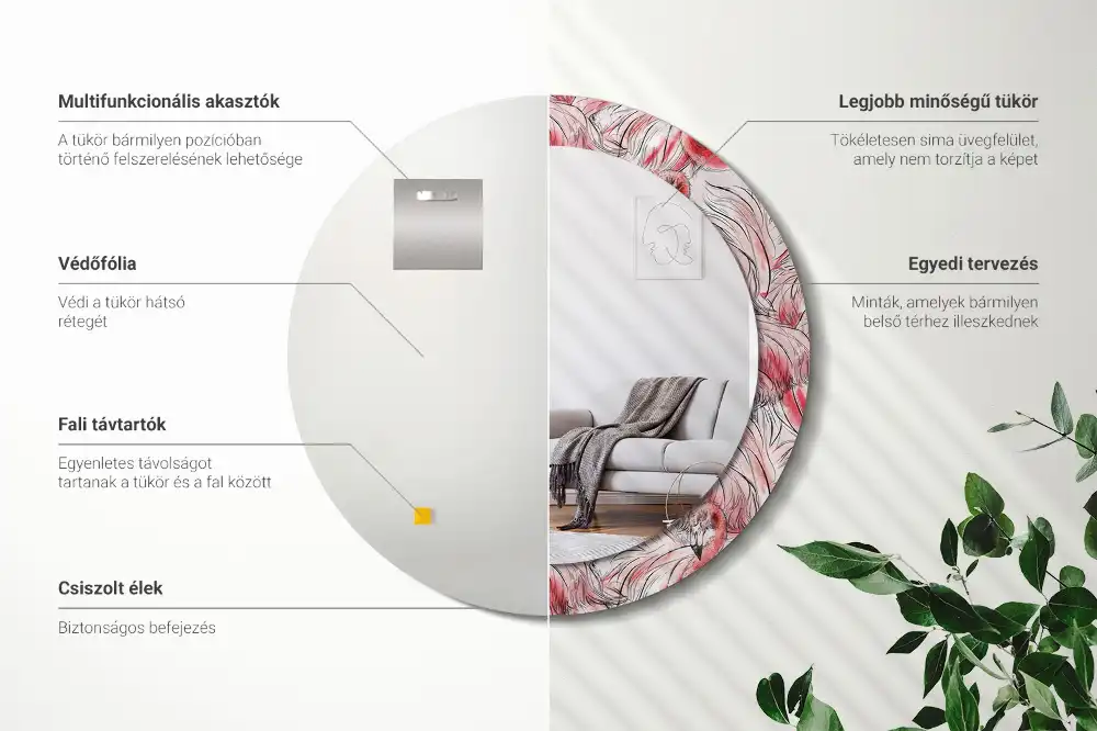 Okrúhle dekoračné zrkadlo na stenu Plameniaky