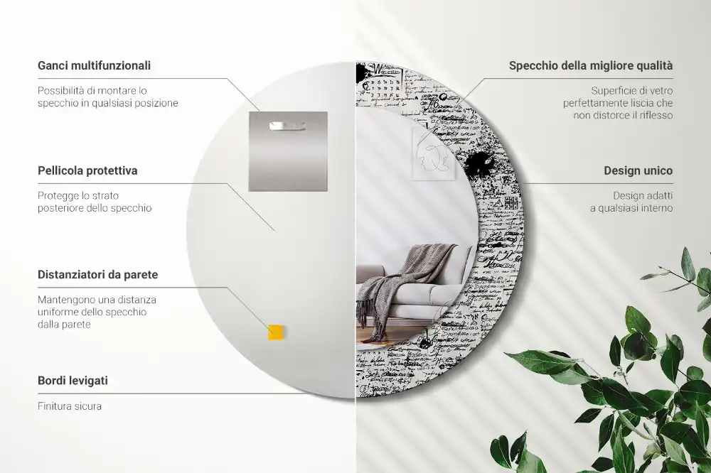 Okrúhle zrkadlo rám s potlačou Čmáranice