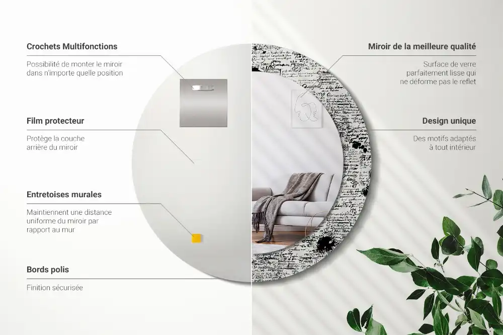 Okrúhle zrkadlo rám s potlačou Čmáranice