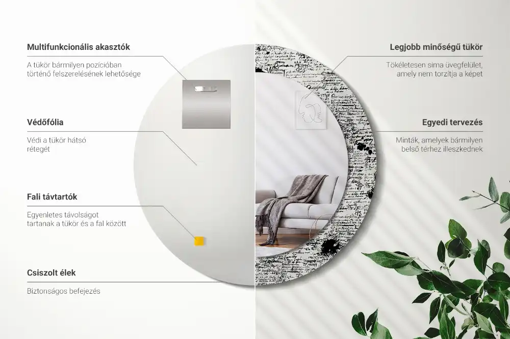 Okrúhle zrkadlo rám s potlačou Čmáranice