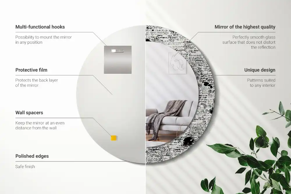 Okrúhle zrkadlo rám s potlačou Čmáranice