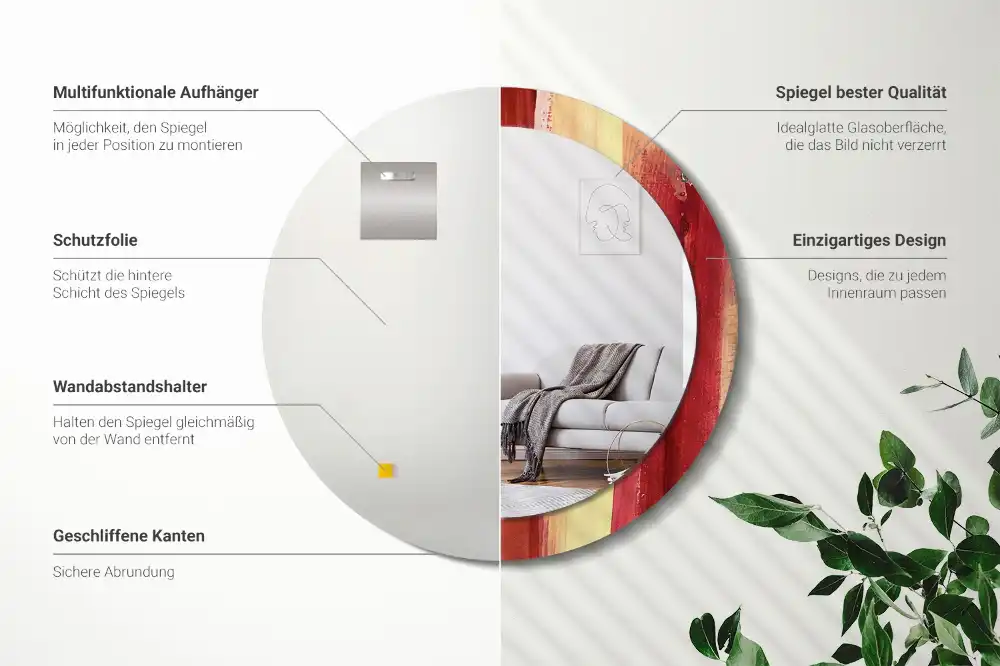 Okrúhle dekoračné zrkadlo na stenu Abstraktná maľba