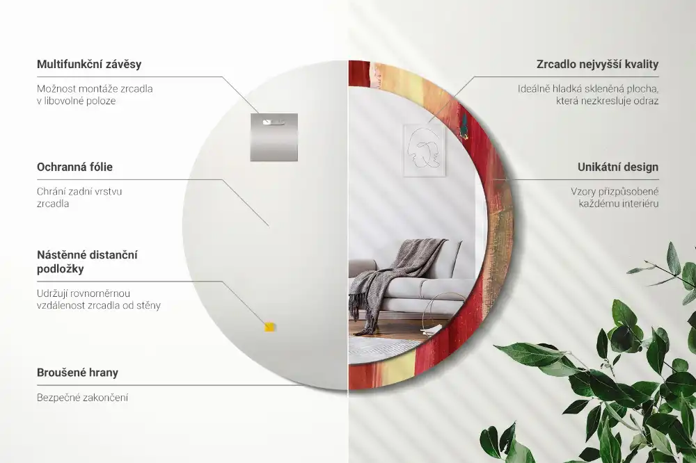 Okrúhle dekoračné zrkadlo na stenu Abstraktná maľba