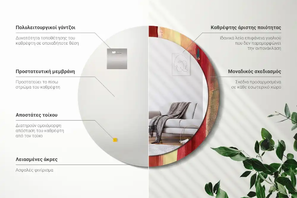 Okrúhle dekoračné zrkadlo na stenu Abstraktná maľba