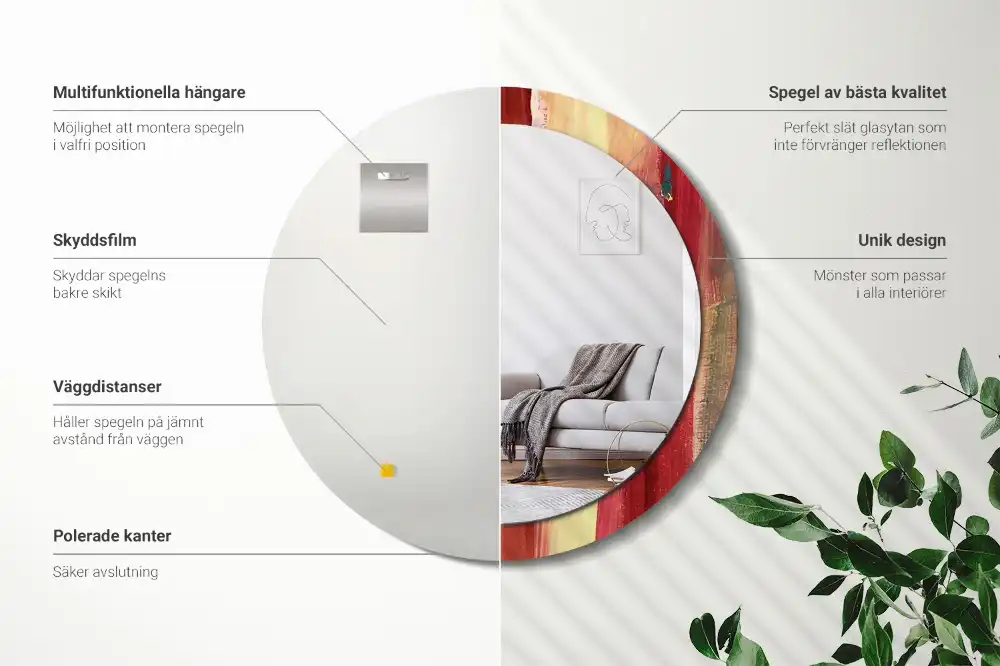 Okrúhle dekoračné zrkadlo na stenu Abstraktná maľba