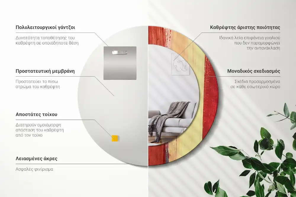 Okrúhle dekoračné zrkadlo na stenu Abstraktná maľba