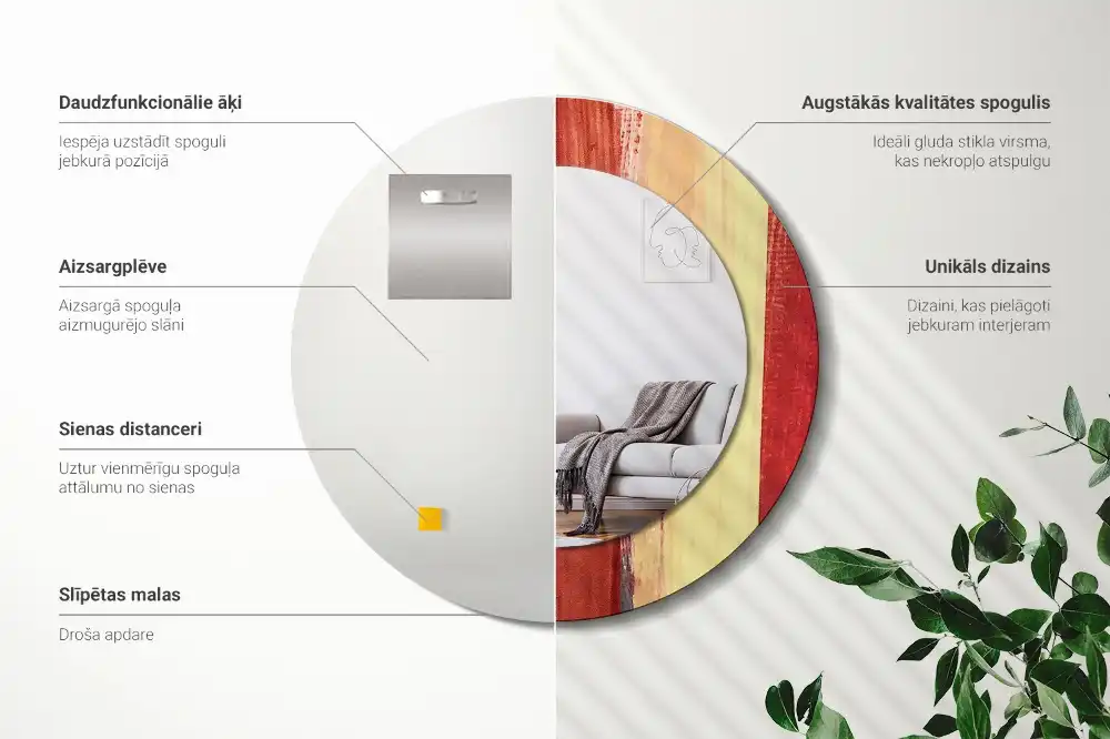 Okrúhle dekoračné zrkadlo na stenu Abstraktná maľba