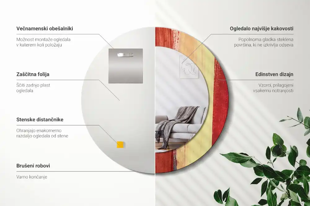 Okrúhle dekoračné zrkadlo na stenu Abstraktná maľba