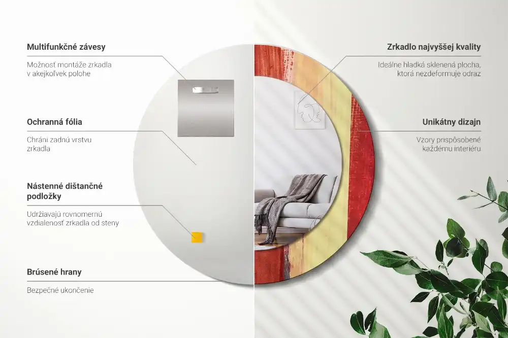 Okrúhle dekoračné zrkadlo na stenu Abstraktná maľba