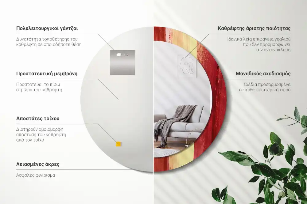 Okrúhle dekoračné zrkadlo na stenu Abstraktná maľba