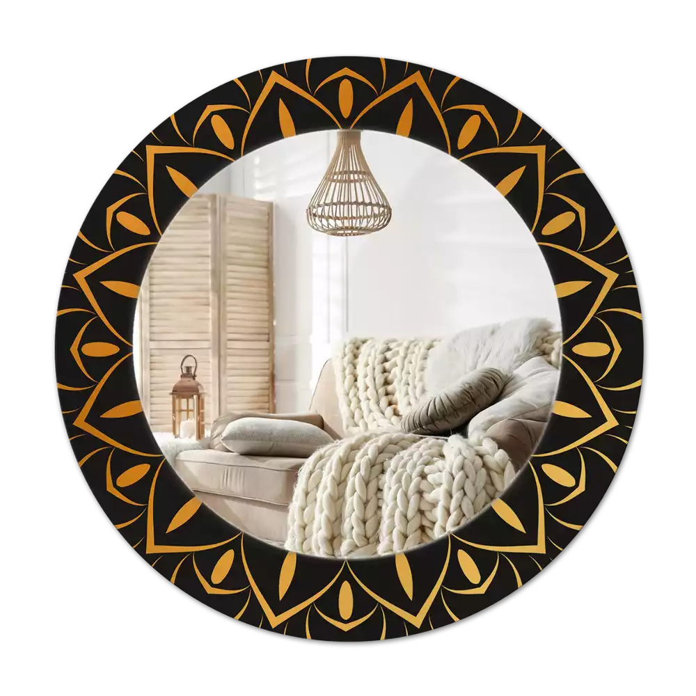 Okrúhle zrkadlo rám s potlačou Mandala