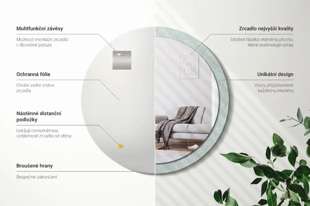 Okrúhle dekoračné zrkadlo na stenu Slimák na lúke