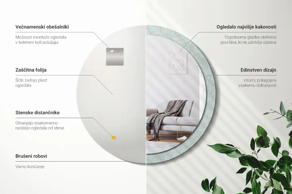 Okrúhle dekoračné zrkadlo na stenu Slimák na lúke