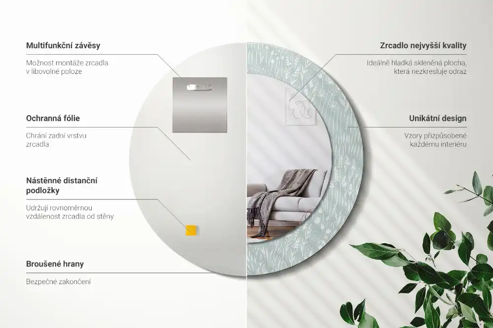 Okrúhle dekoračné zrkadlo na stenu Slimák na lúke