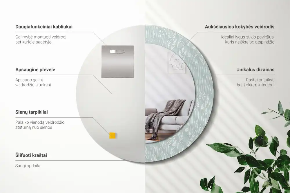 Okrúhle dekoračné zrkadlo na stenu Slimák na lúke