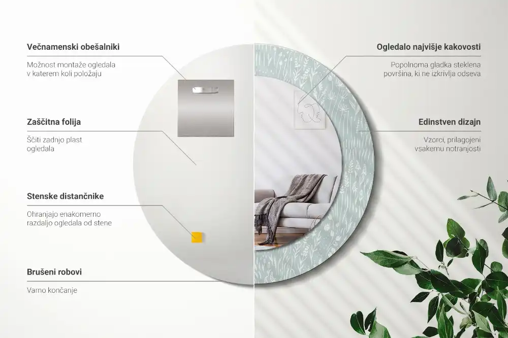 Okrúhle dekoračné zrkadlo na stenu Slimák na lúke