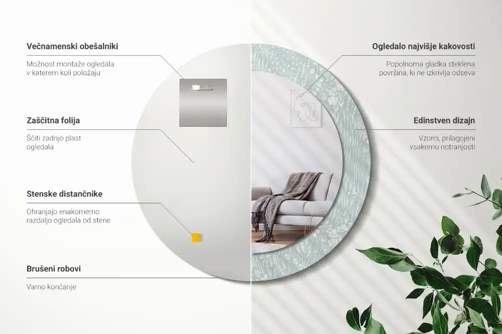 Okrúhle dekoračné zrkadlo na stenu Slimák na lúke