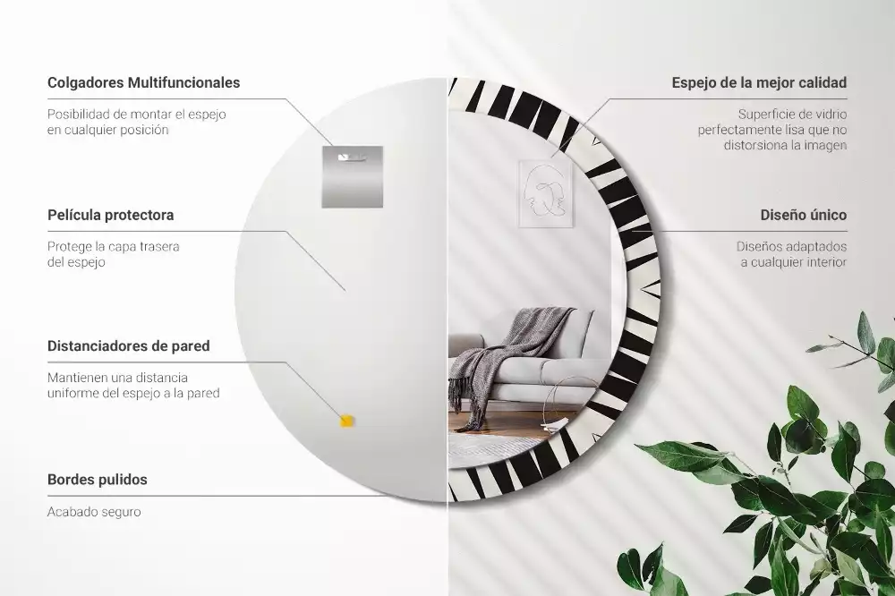 Okrúhle dekoračné zrkadlo na stenu Abstraktná geometria