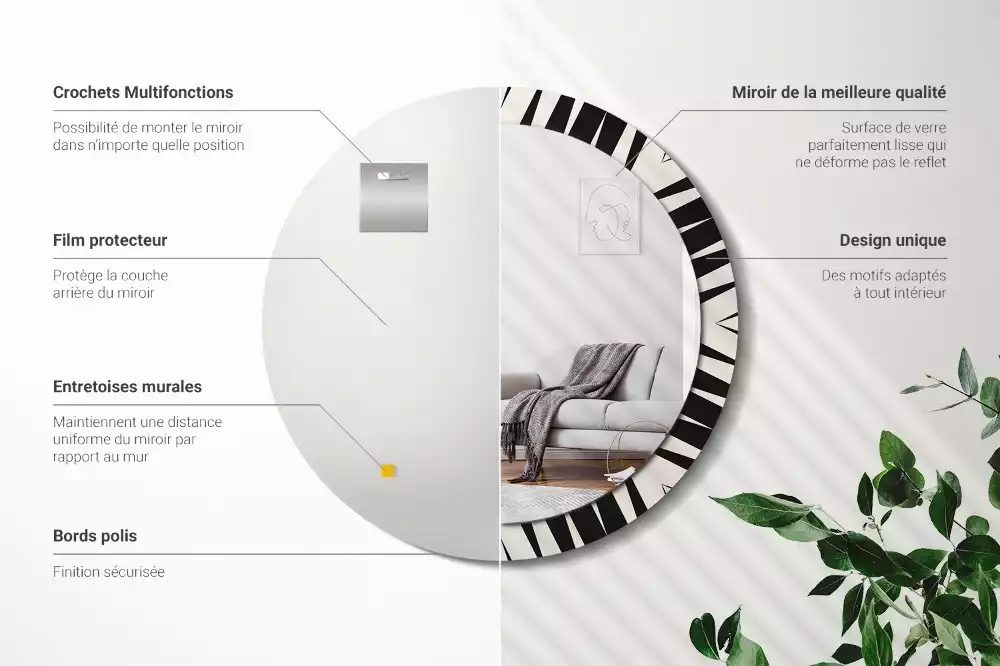 Okrúhle dekoračné zrkadlo na stenu Abstraktná geometria