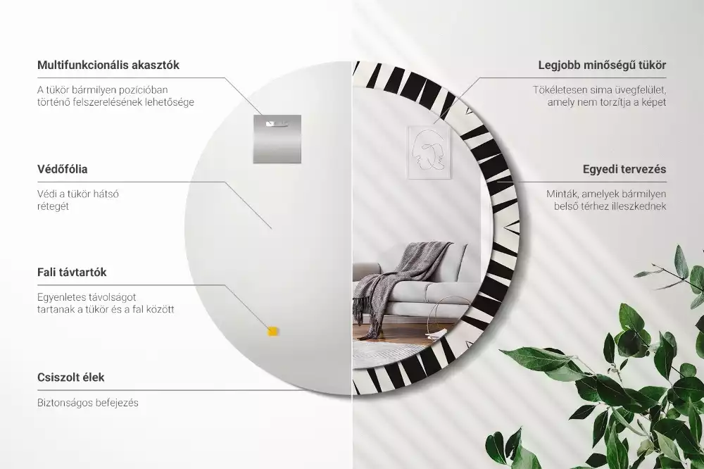 Okrúhle dekoračné zrkadlo na stenu Abstraktná geometria