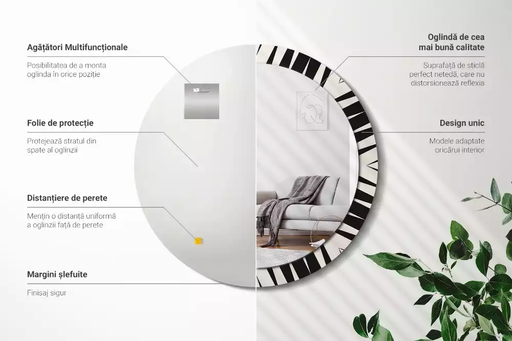 Okrúhle dekoračné zrkadlo na stenu Abstraktná geometria