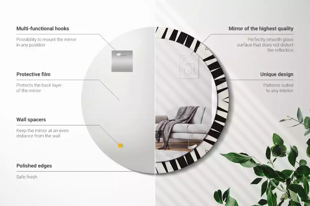 Okrúhle dekoračné zrkadlo na stenu Abstraktná geometria