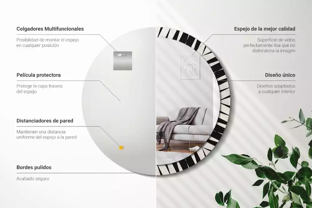 Okrúhle dekoračné zrkadlo na stenu Abstraktná geometria